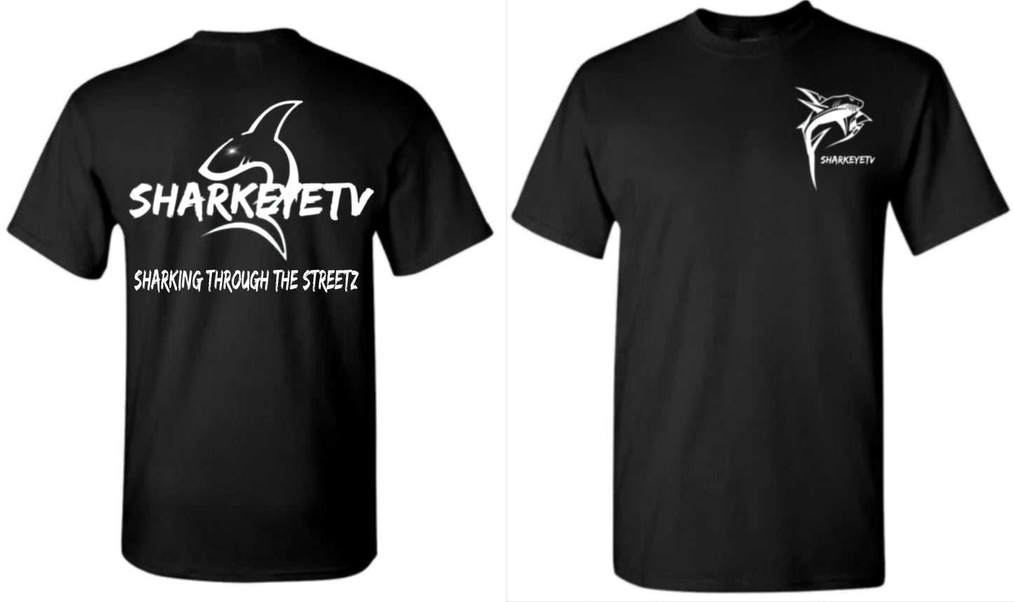 SHARKEYETV Signature Short Sleeve Tee Shirt (UNISEX) - Black Tee / White Logo
