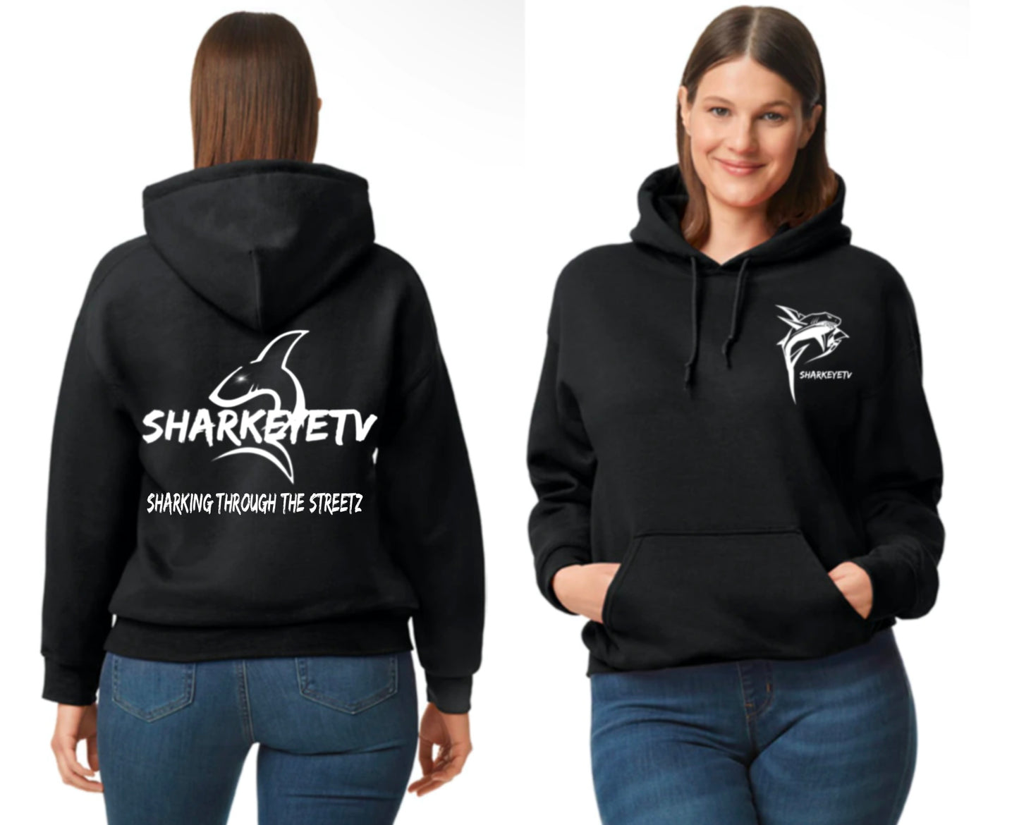 SHARKEYETV Original Signature Hoodie (UNISEX) - Black Hoodie / White Logo