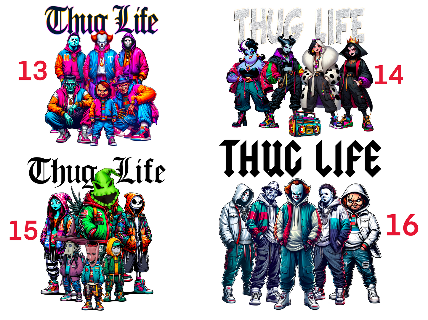 Halloween “Thug Life" Theme Horror Movie Hoodie