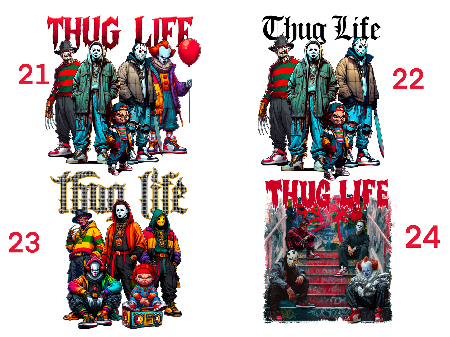 Halloween “Thug Life" Theme Horror Movie Hoodie